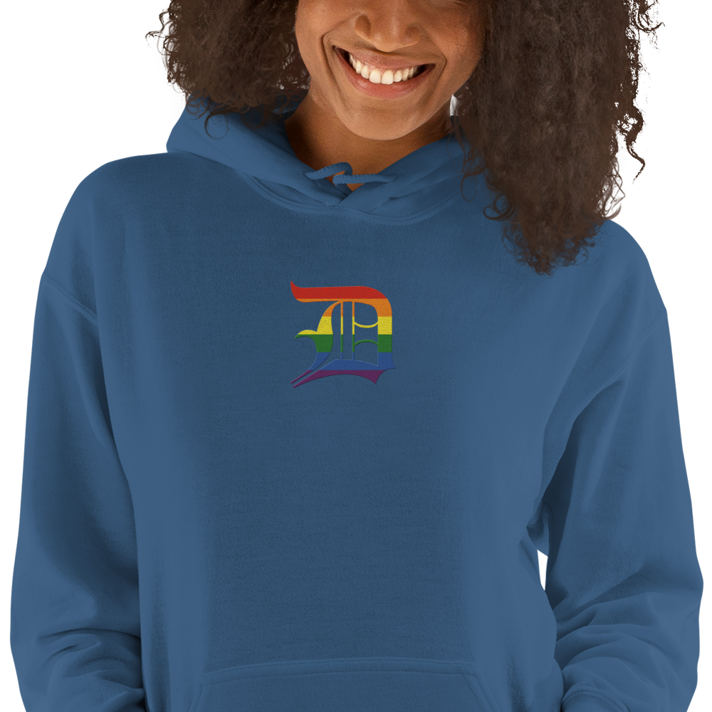 Detroit 'Old English D' Hoodie (Rainbow Pride Edition) | Unisex Standard - Emb.