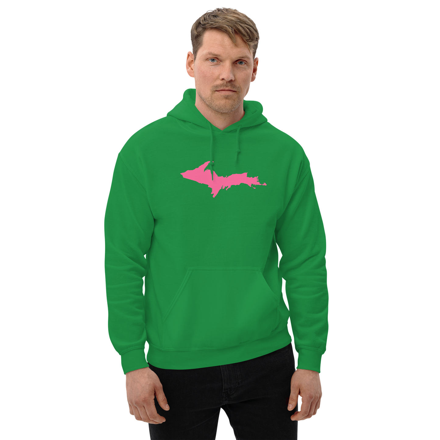 Michigan Upper Peninsula Hoodie (w/ Pink UP Outline) | Unisex Standard