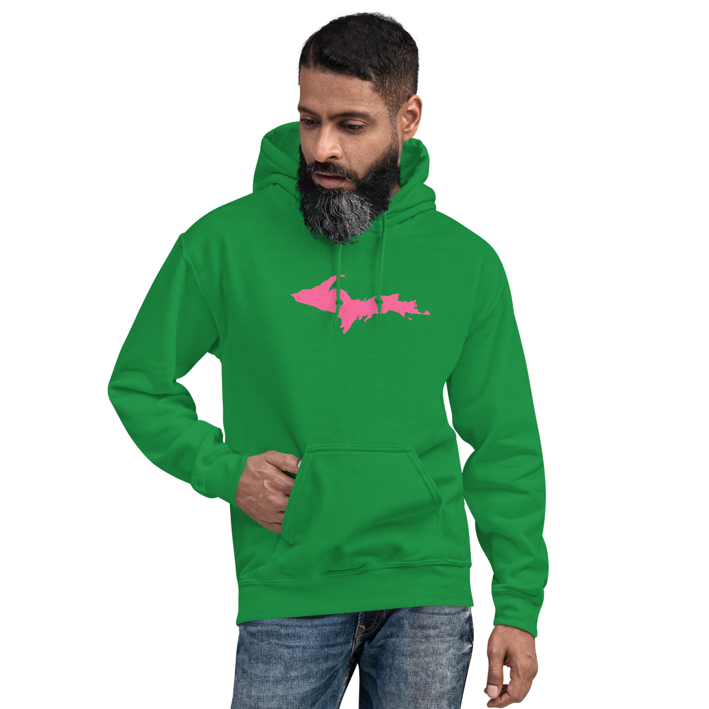 Michigan Upper Peninsula Hoodie (w/ Pink UP Outline) | Unisex Standard