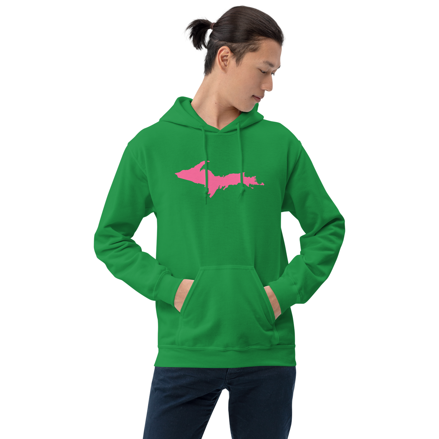 Michigan Upper Peninsula Hoodie (w/ Pink UP Outline) | Unisex Standard