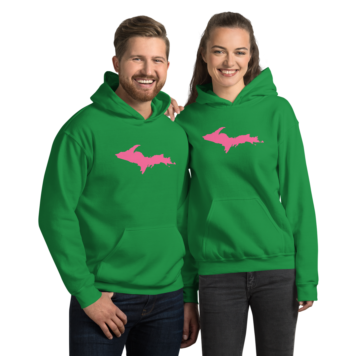 Michigan Upper Peninsula Hoodie (w/ Pink UP Outline) | Unisex Standard