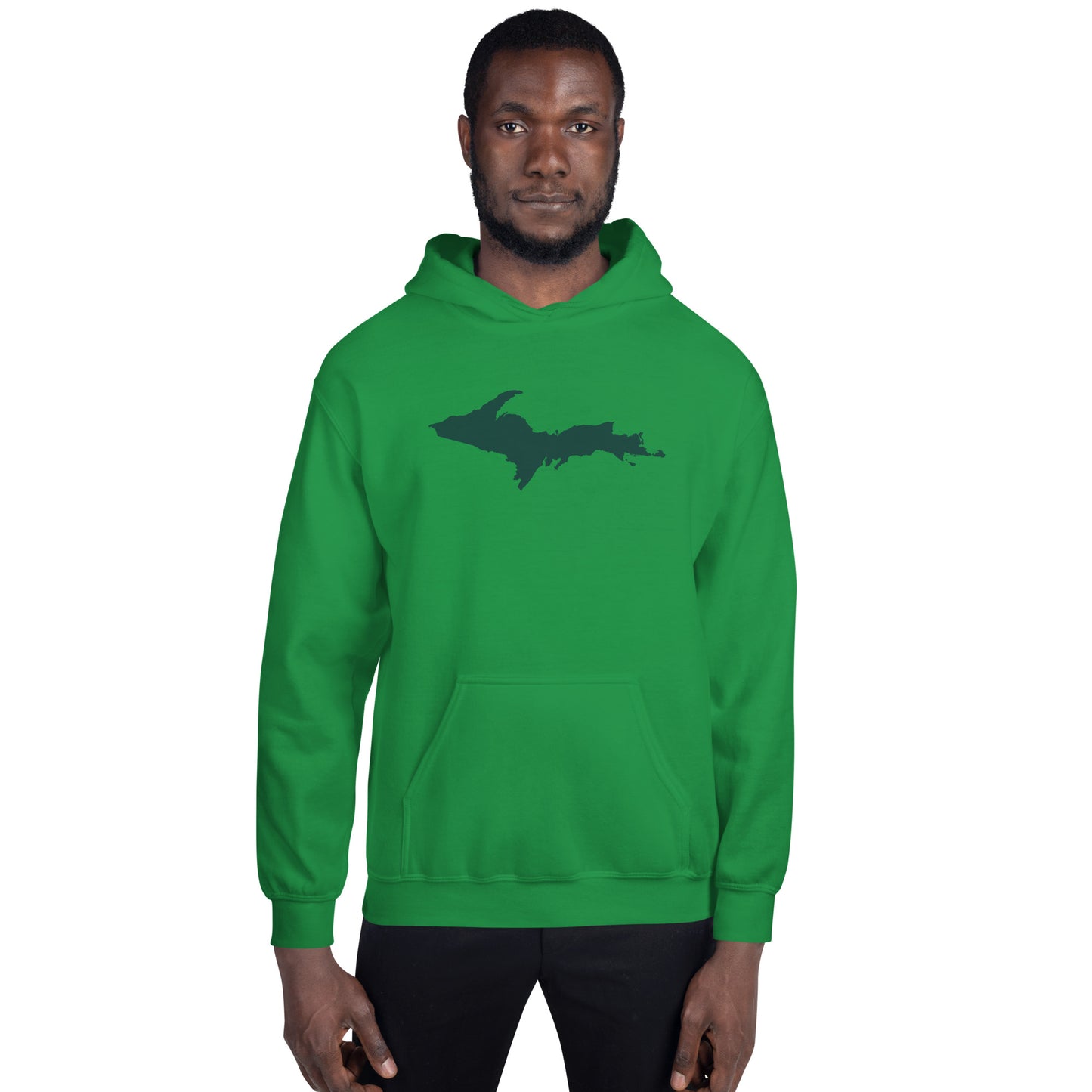 Michigan Upper Peninsula Hoodie (w/ Green UP Outline) | Unisex Standard