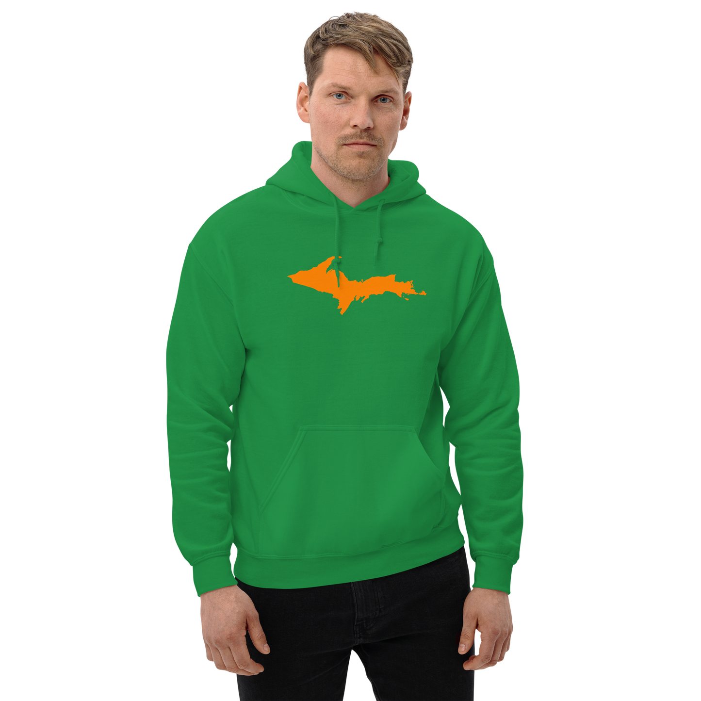 Michigan Upper Peninsula Hoodie (w/ Orange UP Outline) | Unisex Standard