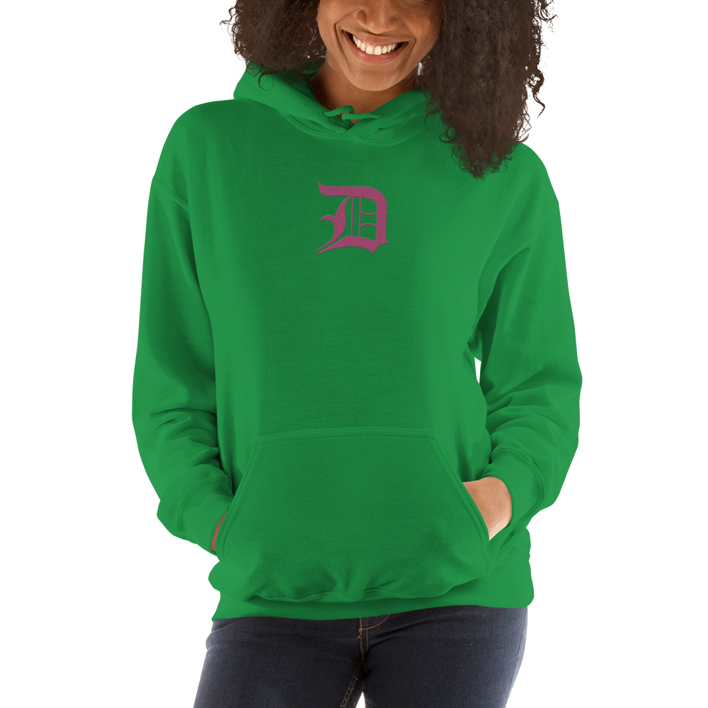 Detroit 'Old English D' Hoodie (Apple Blossom Pink) | Unisex Standard - Emb.