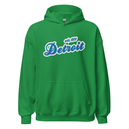 'Detroit EST. 1701' Hoodie (Azure Script Font) | Unisex Standard