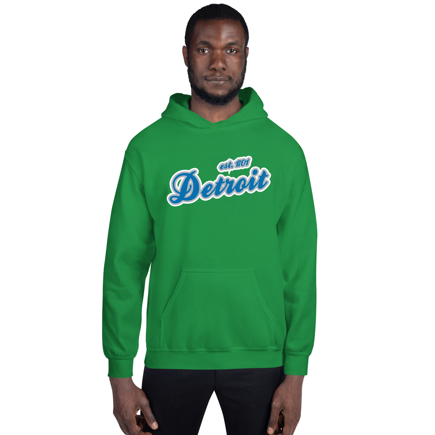 'Detroit EST. 1701' Hoodie (Azure Script Font) | Unisex Standard