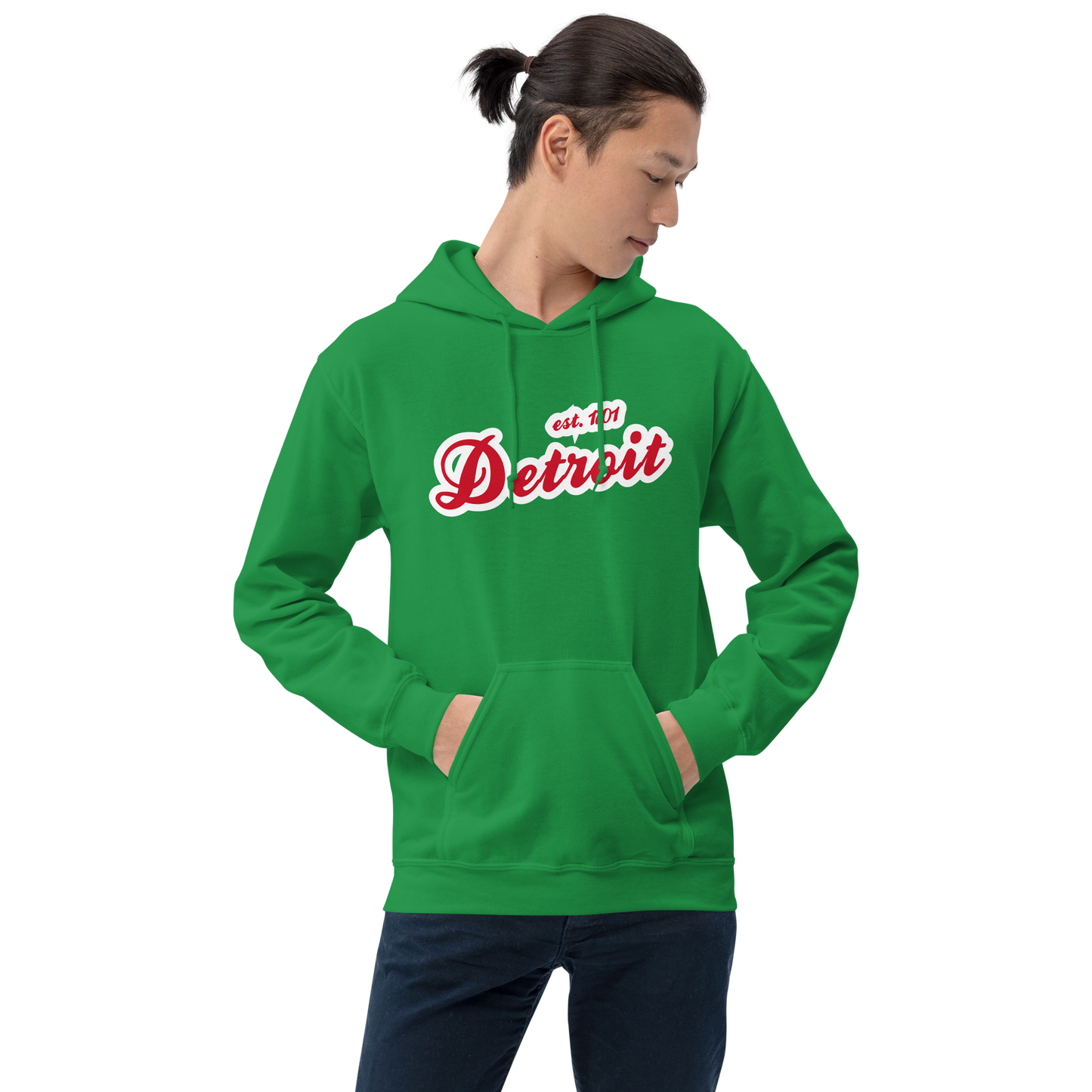 'Detroit EST. 1701' Hoodie (Aliform Red Script Font) | Unisex Standard