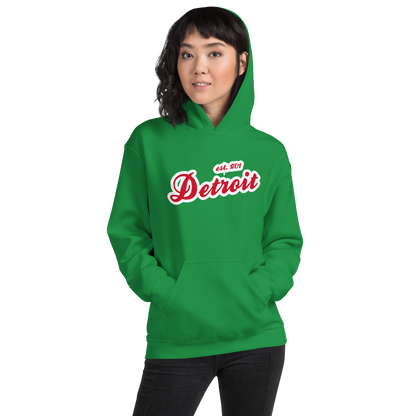 'Detroit EST. 1701' Hoodie (Aliform Red Script Font) | Unisex Standard