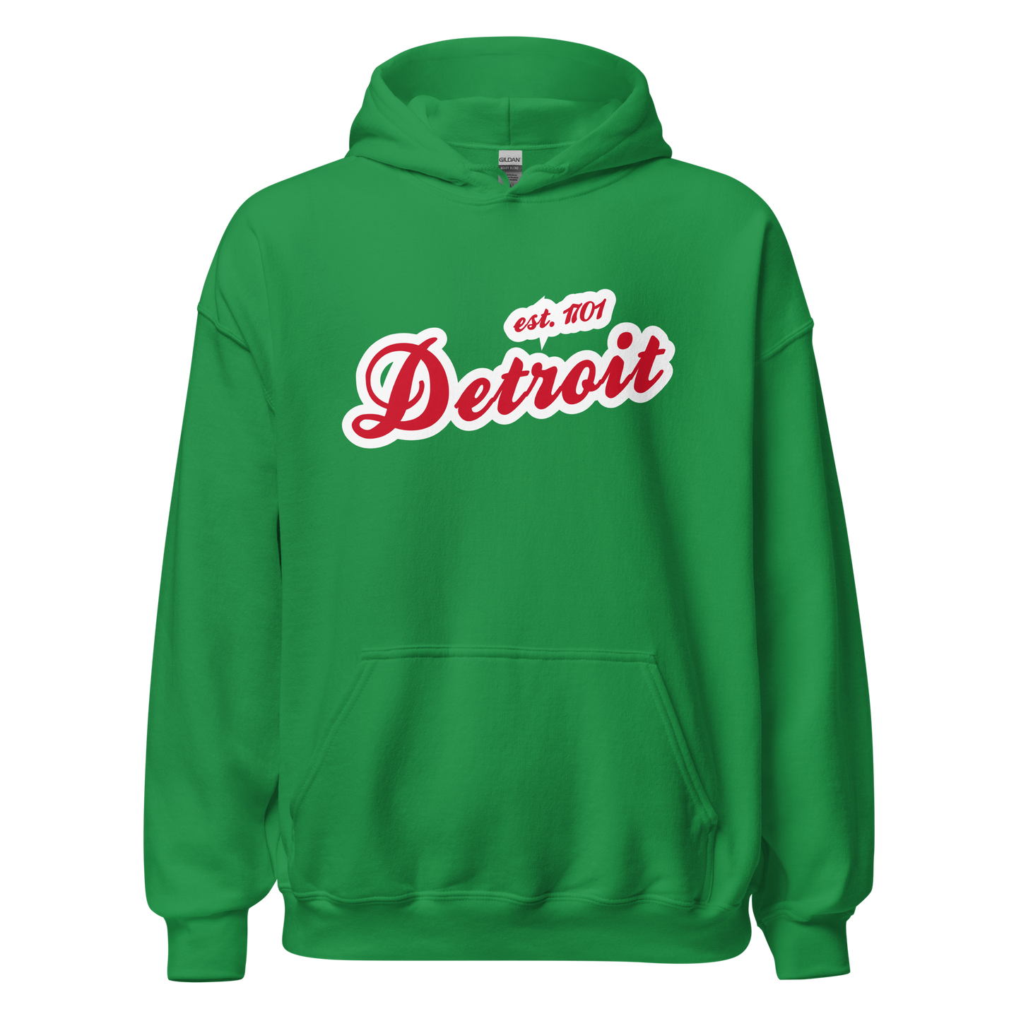 'Detroit EST. 1701' Hoodie (Aliform Red Script Font) | Unisex Standard