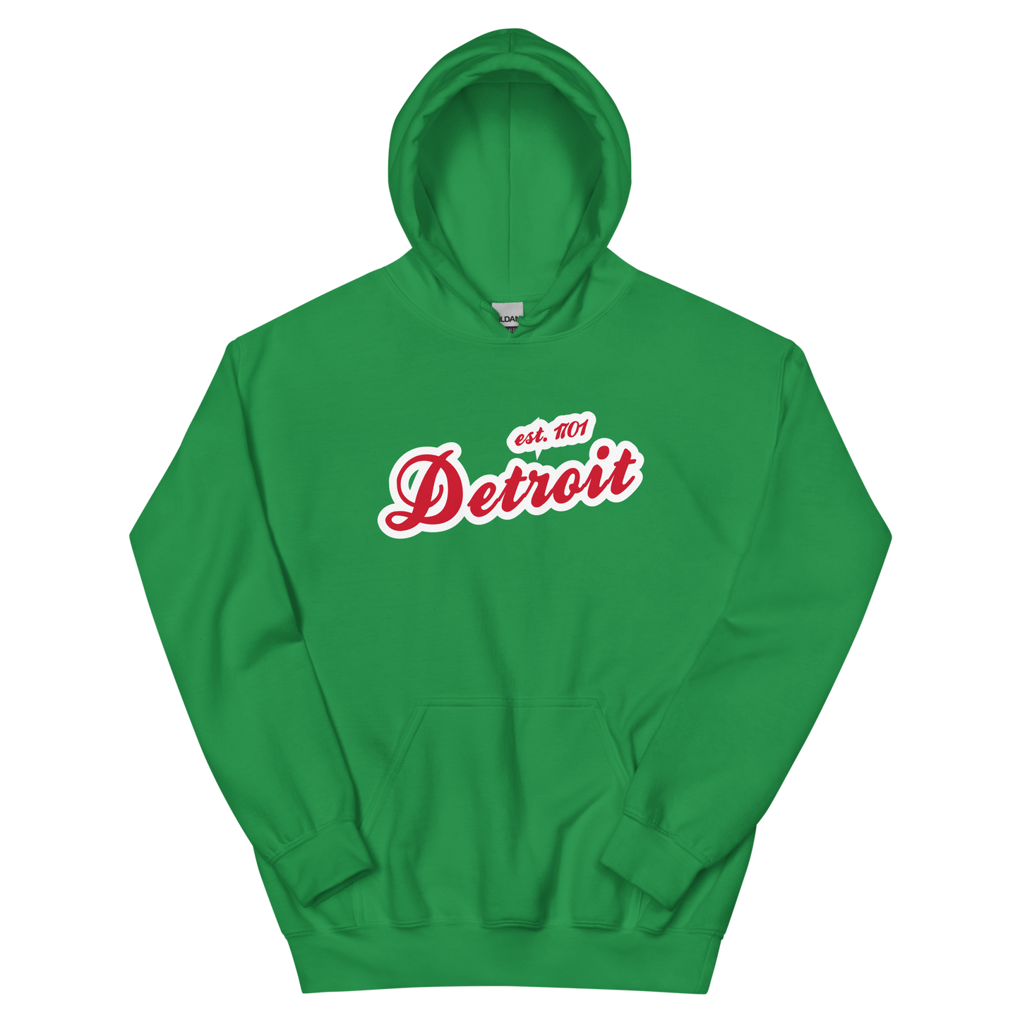 'Detroit EST. 1701' Hoodie (Aliform Red Script Font) | Unisex Standard