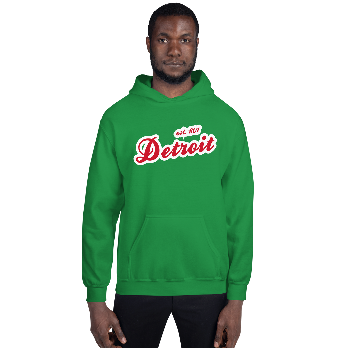 'Detroit EST. 1701' Hoodie (Aliform Red Script Font) | Unisex Standard