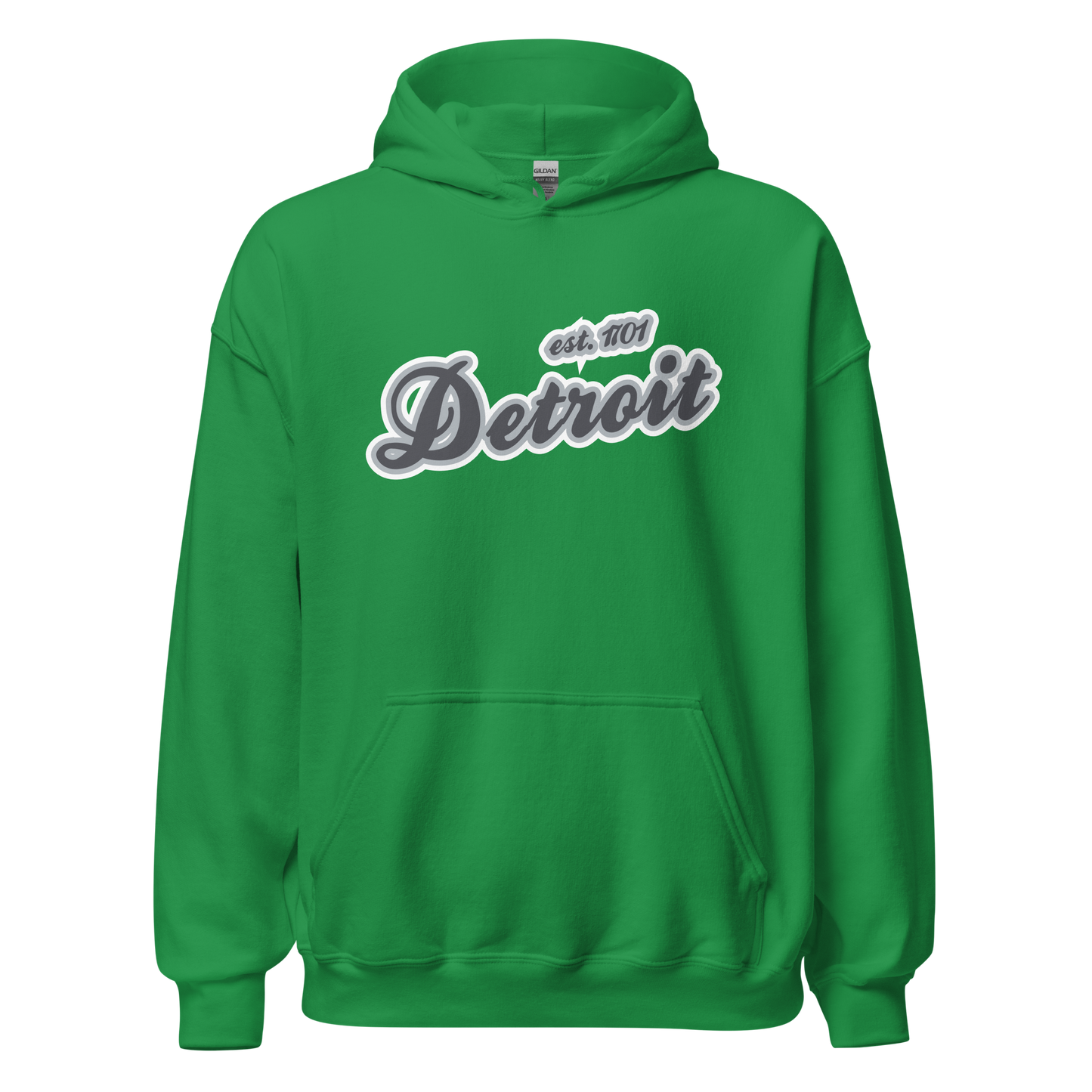 'Detroit EST. 1701' Hoodie (Iron Ore Grey Script Font) | Unisex Standard