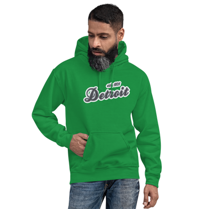 'Detroit EST. 1701' Hoodie (Iron Ore Grey Script Font) | Unisex Standard