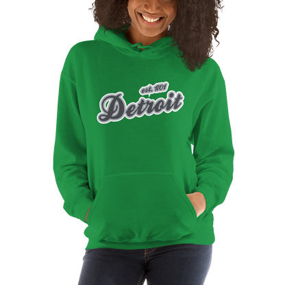 'Detroit EST. 1701' Hoodie (Iron Ore Grey Script Font) | Unisex Standard