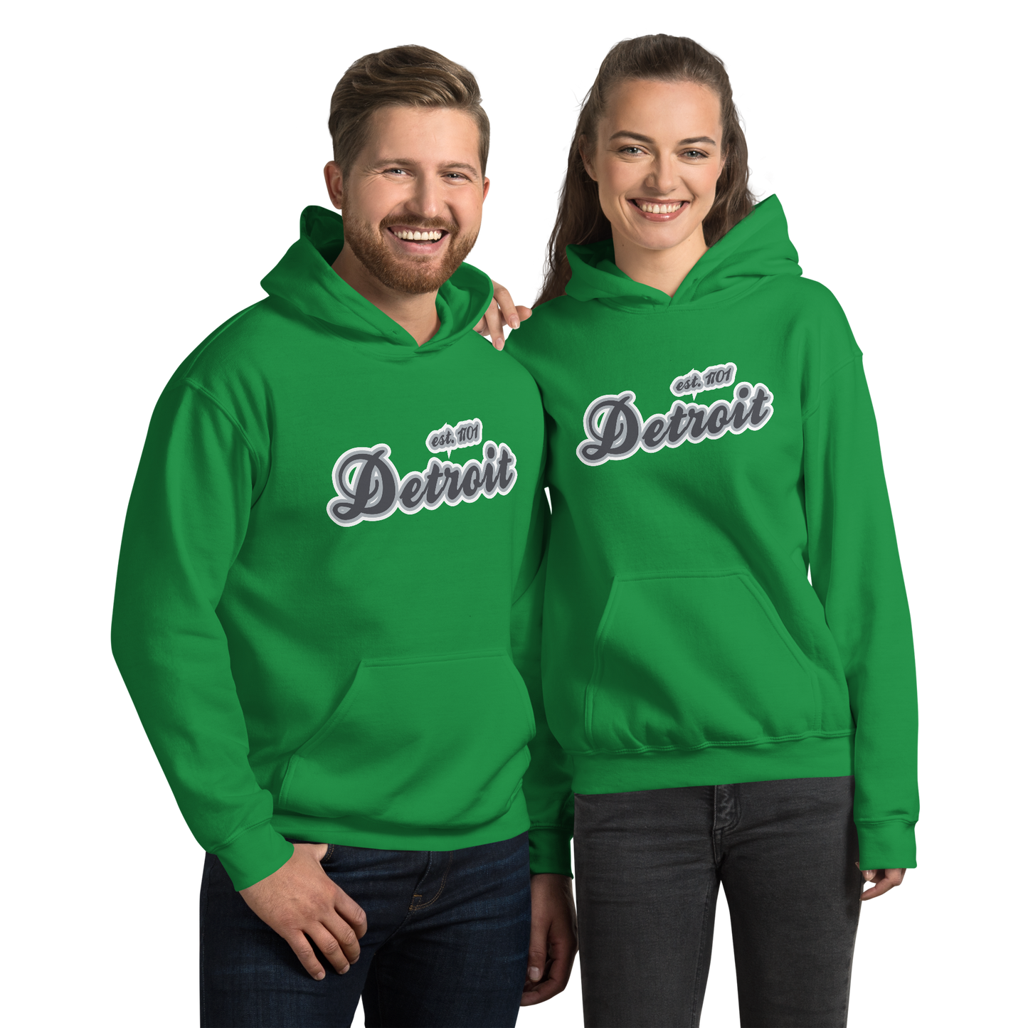 'Detroit EST. 1701' Hoodie (Iron Ore Grey Script Font) | Unisex Standard