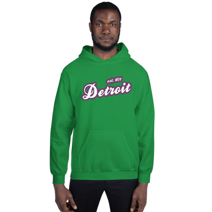 'Detroit EST. 1701' Hoodie (Plum Script Font) | Unisex Standard