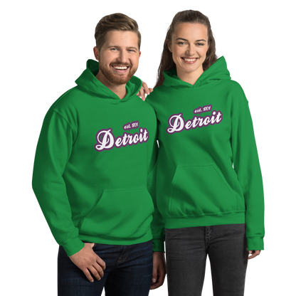 'Detroit EST. 1701' Hoodie (Plum Script Font) | Unisex Standard