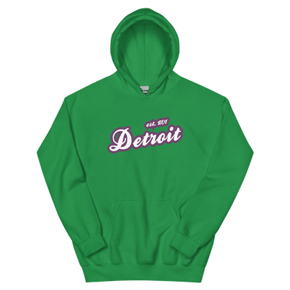 'Detroit EST. 1701' Hoodie (Plum Script Font) | Unisex Standard