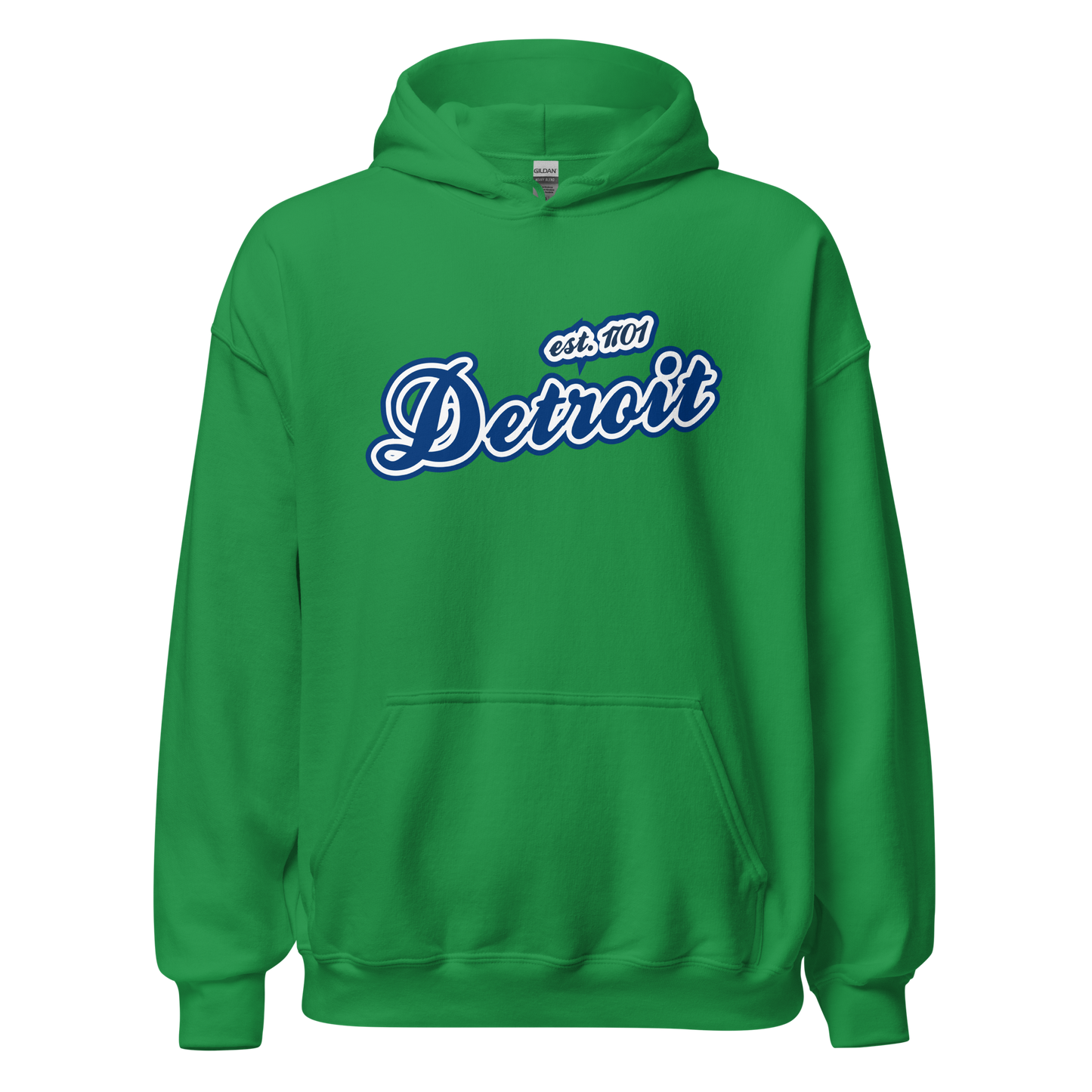 'Detroit EST. 1701' Hoodie (Dearborn Blue Script Font) | Unisex Standard