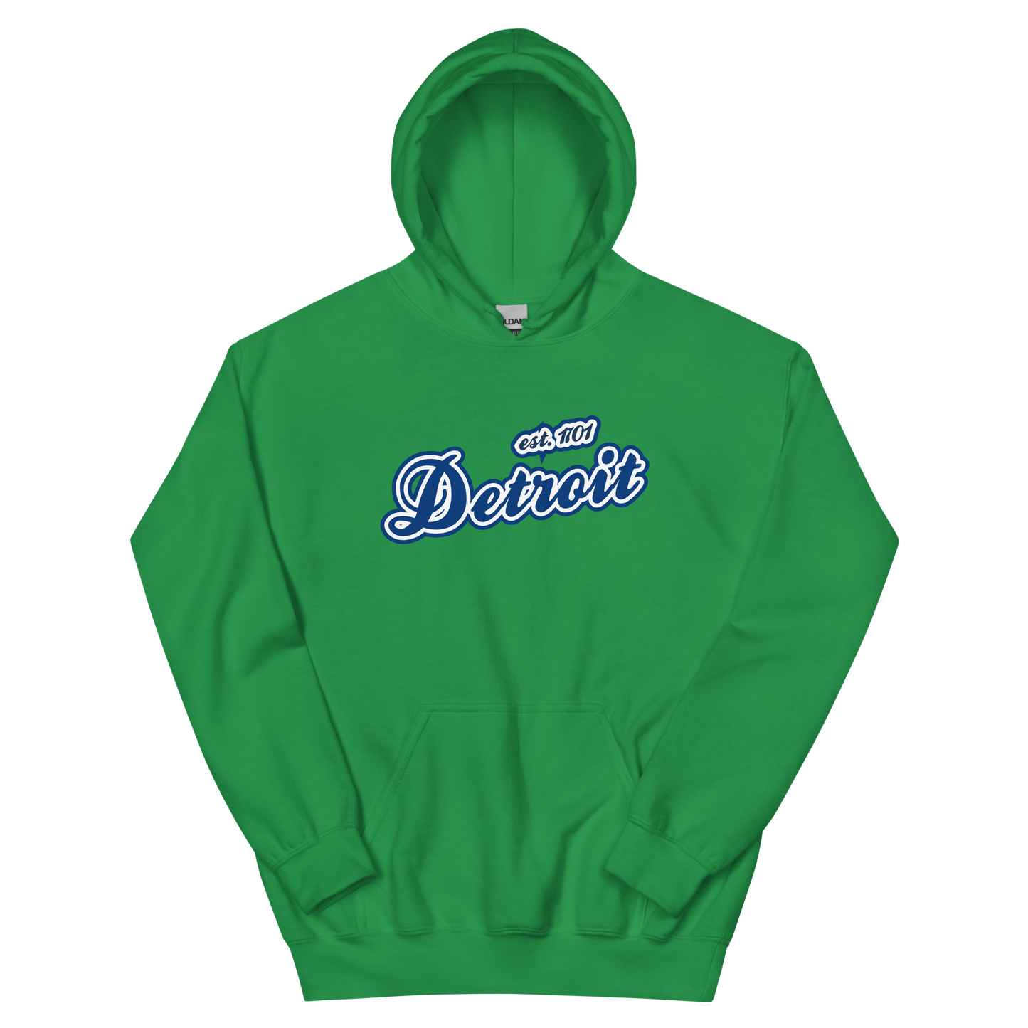 'Detroit EST. 1701' Hoodie (Dearborn Blue Script Font) | Unisex Standard