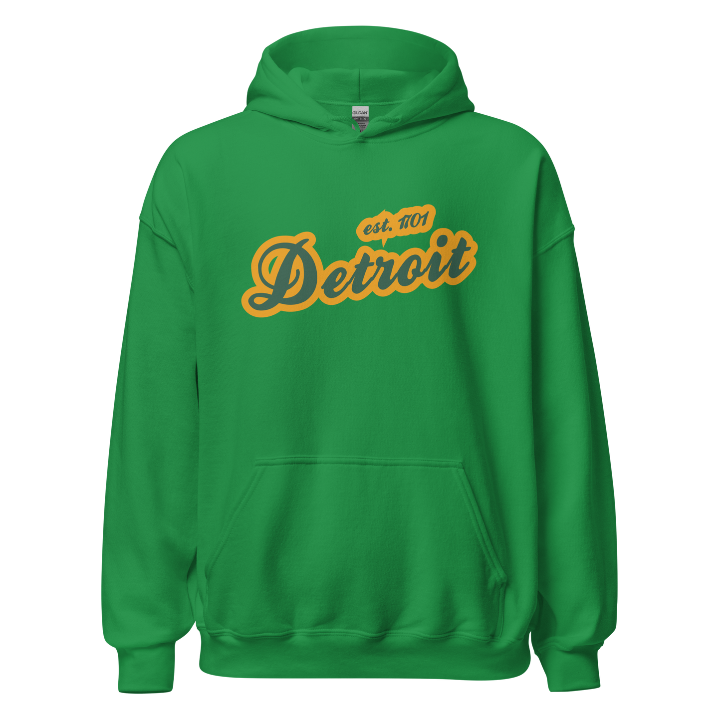 'Detroit EST. 1701' Hoodie (Ginger Ale Green Script Font) | Unisex Standard