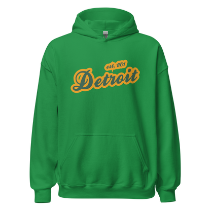 'Detroit EST. 1701' Hoodie (Ginger Ale Green Script Font) | Unisex Standard