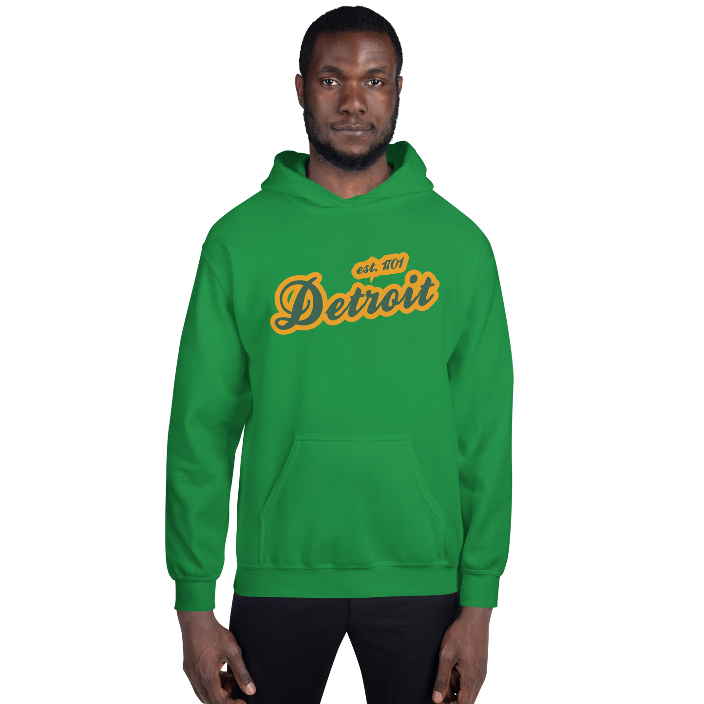 'Detroit EST. 1701' Hoodie (Ginger Ale Green Script Font) | Unisex Standard