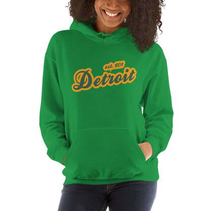 'Detroit EST. 1701' Hoodie (Ginger Ale Green Script Font) | Unisex Standard