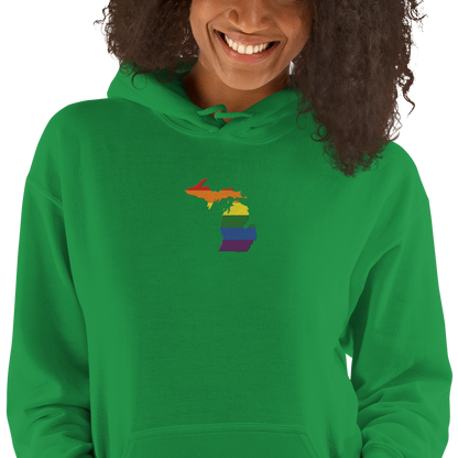 Michigan Hoodie (w/ MI Rainbow Pride Flag) | Unisex Standard - Emb.