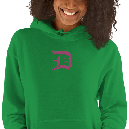 Detroit 'Old English D' Hoodie (Apple Blossom Pink) | Unisex Standard - Emb.