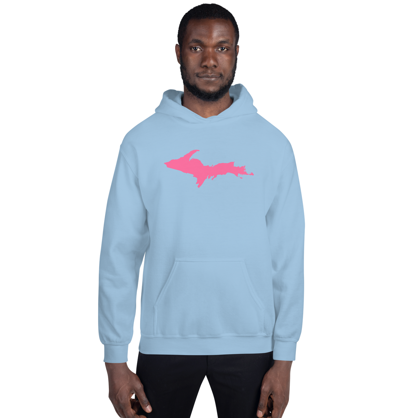 Michigan Upper Peninsula Hoodie (w/ Pink UP Outline) | Unisex Standard