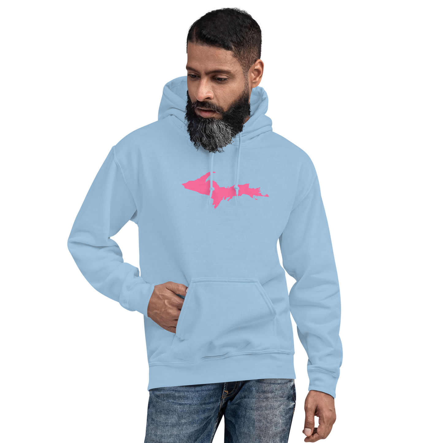 Michigan Upper Peninsula Hoodie (w/ Pink UP Outline) | Unisex Standard