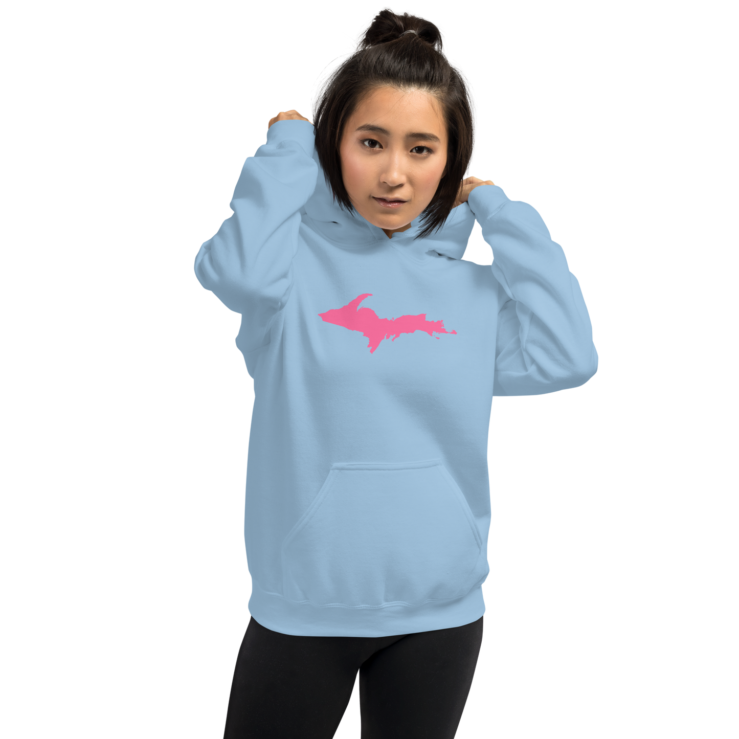 Michigan Upper Peninsula Hoodie (w/ Pink UP Outline) | Unisex Standard