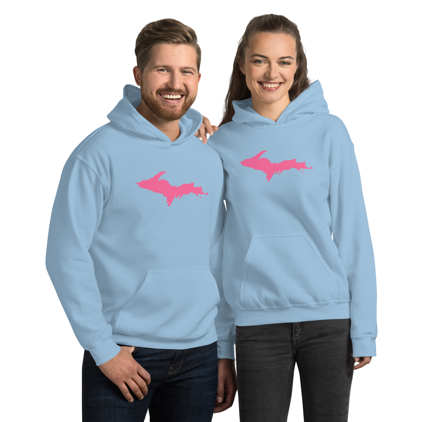 Michigan Upper Peninsula Hoodie (w/ Pink UP Outline) | Unisex Standard