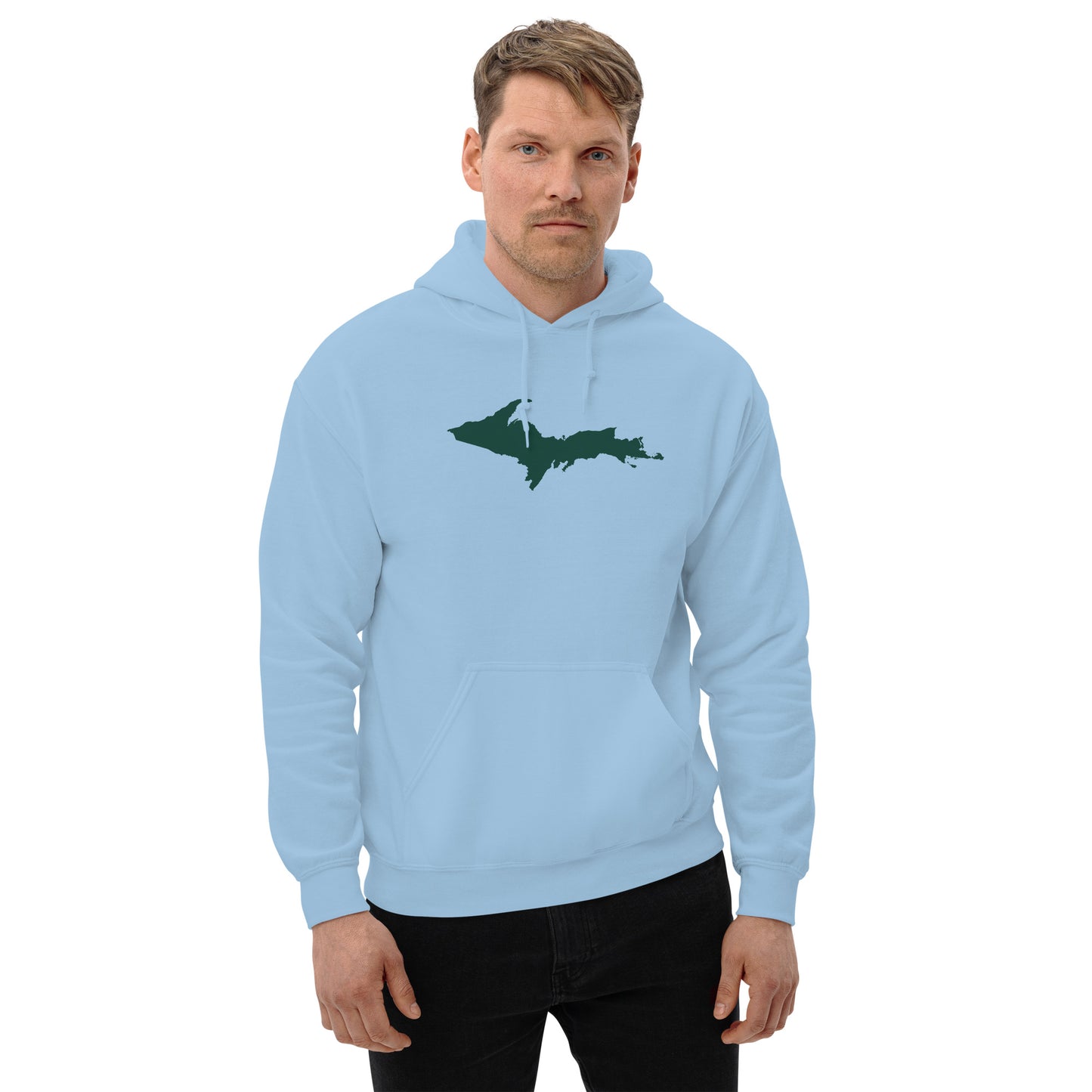 Michigan Upper Peninsula Hoodie (w/ Green UP Outline) | Unisex Standard