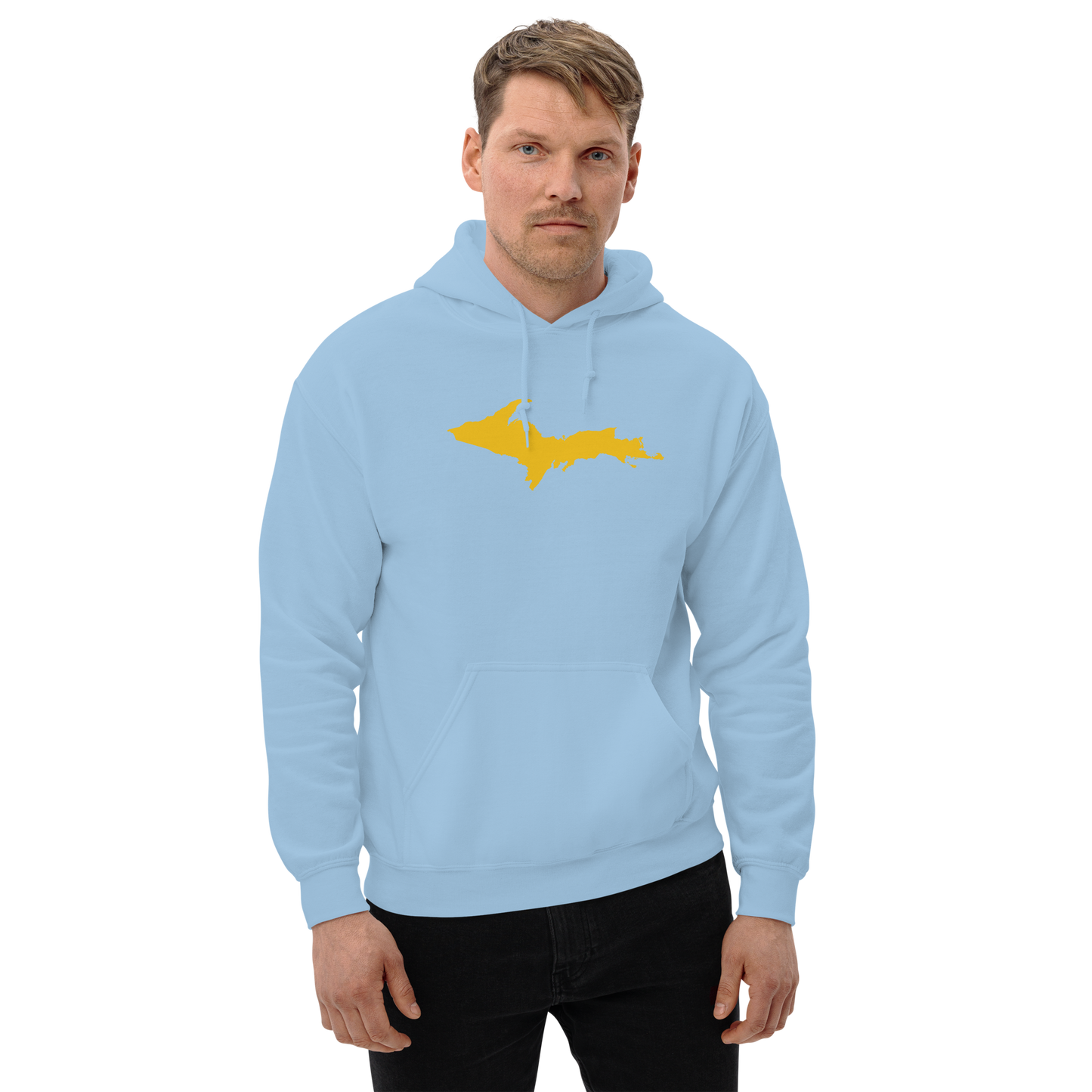 Michigan Upper Peninsula Hoodie (w/ Gold UP Outline) | Unisex Standard