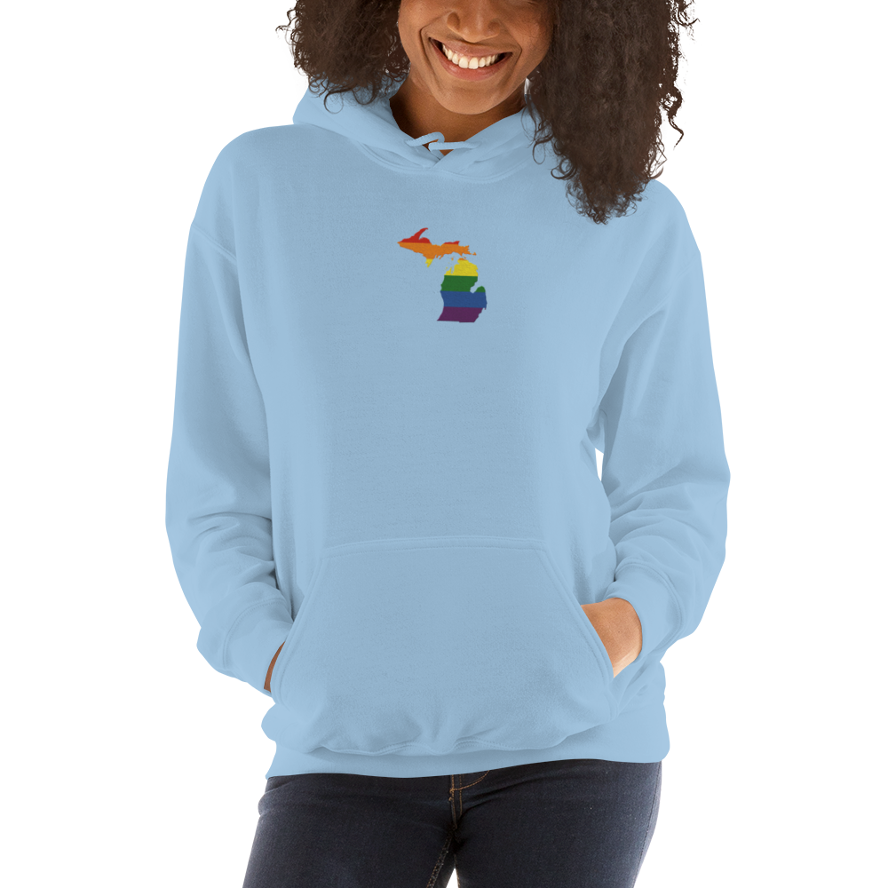 Michigan Hoodie (w/ MI Rainbow Pride Flag) | Unisex Standard - Emb.