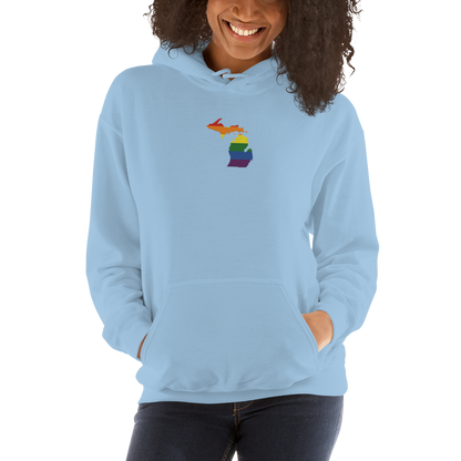 Michigan Hoodie (w/ MI Rainbow Pride Flag) | Unisex Standard - Emb.