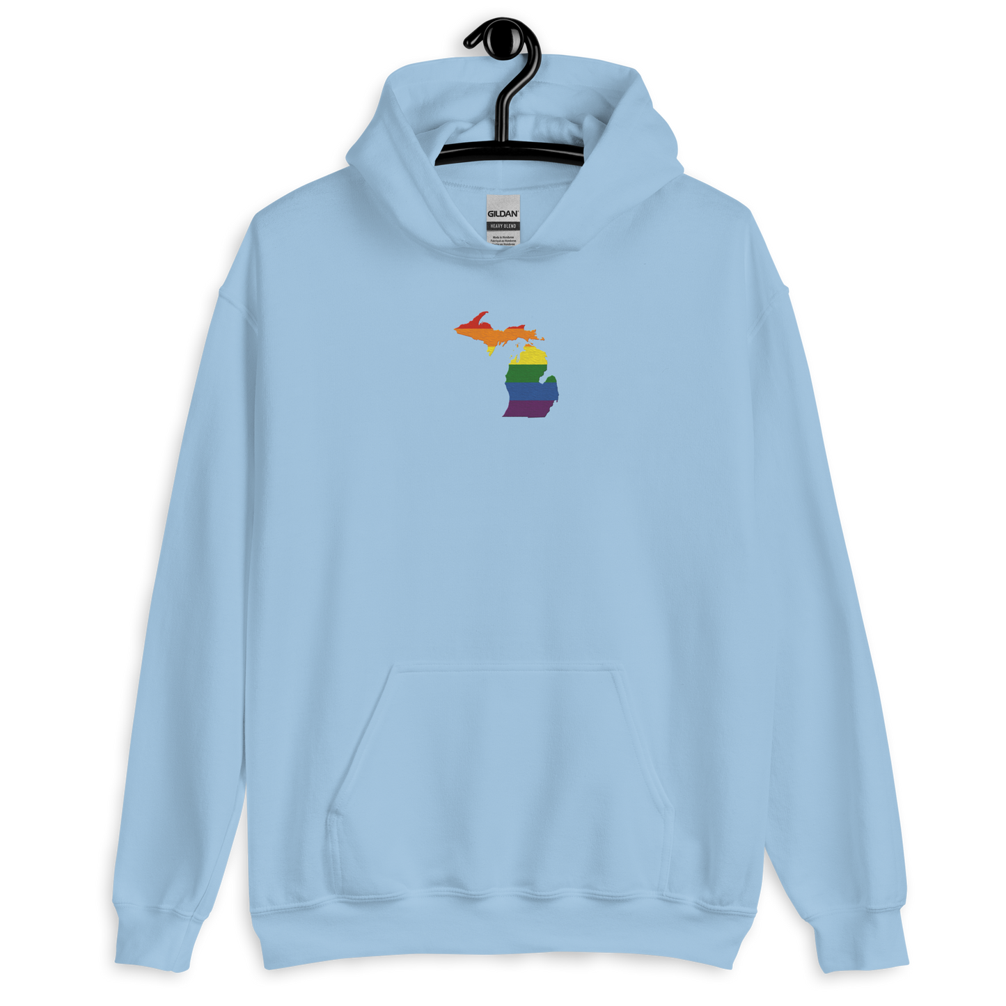 Michigan Hoodie (w/ MI Rainbow Pride Flag) | Unisex Standard - Emb.