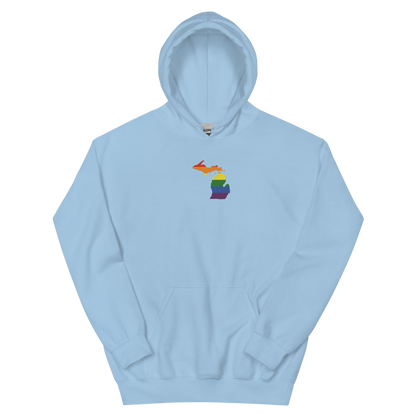 Michigan Hoodie (w/ MI Rainbow Pride Flag) | Unisex Standard - Emb.