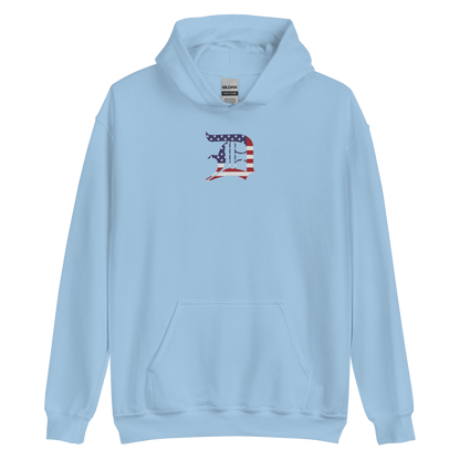 Detroit 'Old English D' Hoodie (Patriotic Edition) | Unisex Standard - Emb.