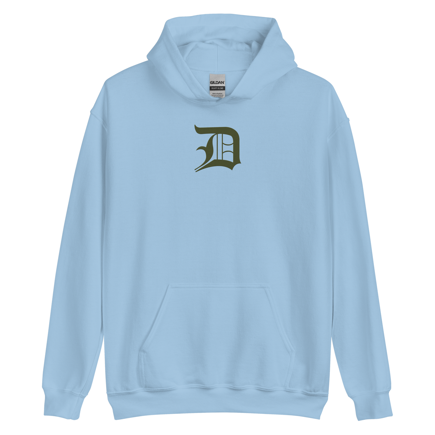 Detroit 'Old English D' Hoodie (Army Green) | Unisex Standard - Emb.