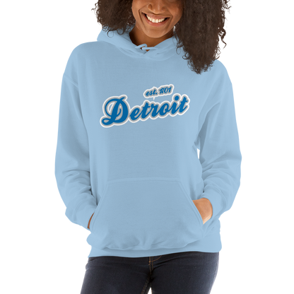 'Detroit EST. 1701' Hoodie (Azure Script Font) | Unisex Standard