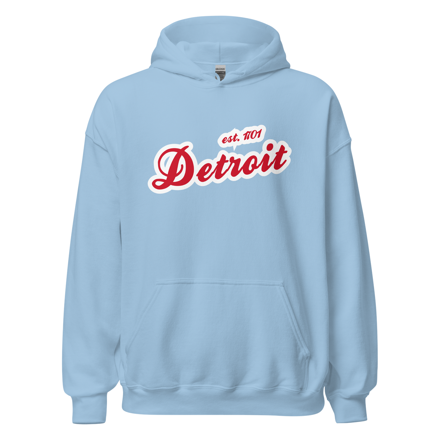 'Detroit EST. 1701' Hoodie (Aliform Red Script Font) | Unisex Standard