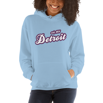 'Detroit EST. 1701' Hoodie (Plum Script Font) | Unisex Standard