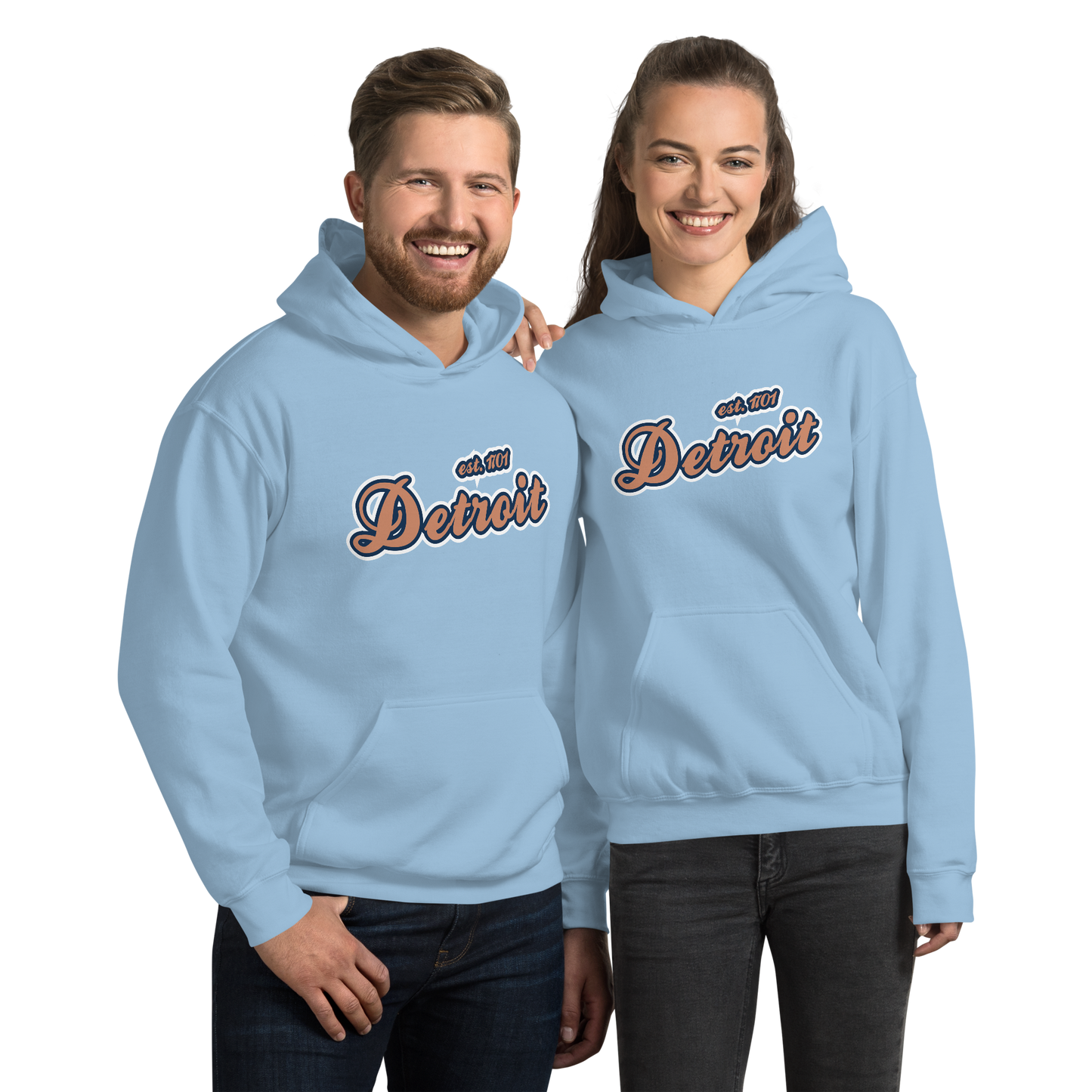 'Detroit EST. 1701' Hoodie (Copper Script Font) | Unisex Standard