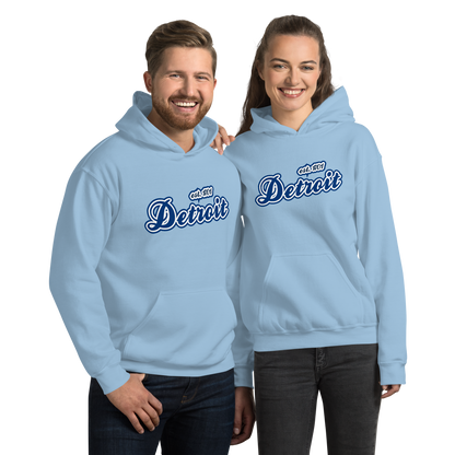 'Detroit EST. 1701' Hoodie (Dearborn Blue Script Font) | Unisex Standard