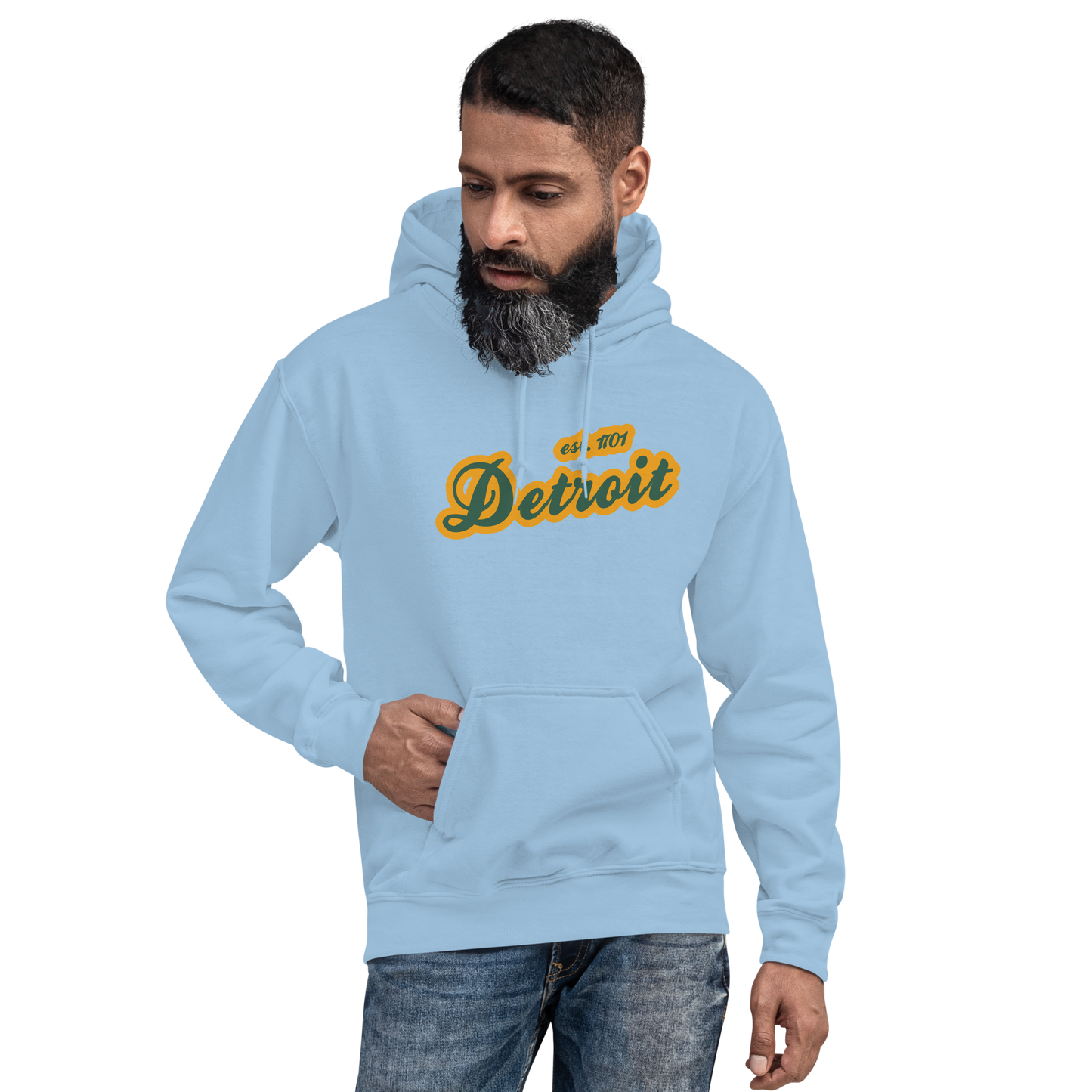 'Detroit EST. 1701' Hoodie (Ginger Ale Green Script Font) | Unisex Standard