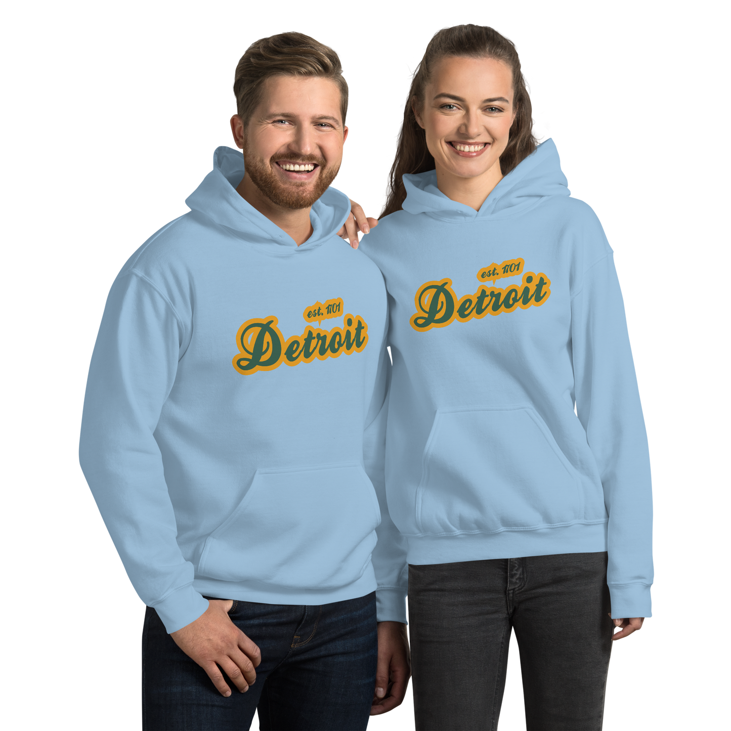 'Detroit EST. 1701' Hoodie (Ginger Ale Green Script Font) | Unisex Standard