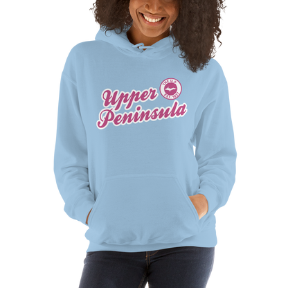 'Upper Peninsula EST. 1837' Hoodie (Apple Blossom Pink Script Font) | Unisex Standard